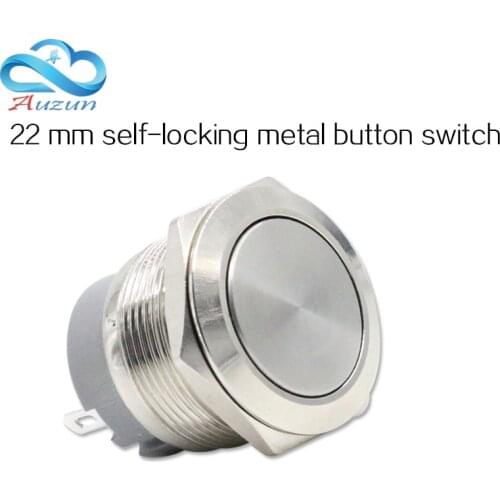 22-mm metal push button switch flat head self-locking button 10A250V large current waterproof switch