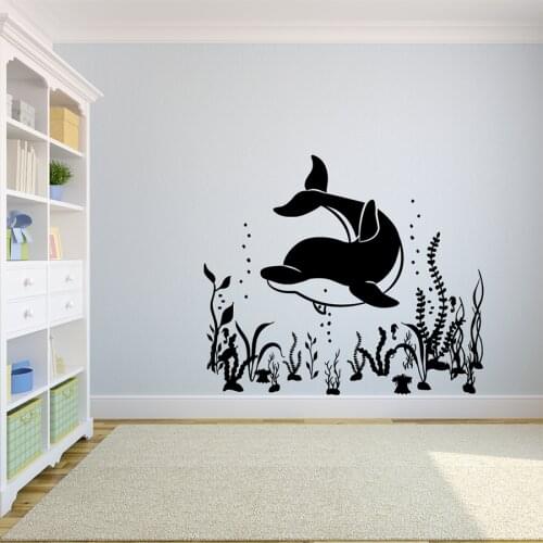 Dolphin Wall Decals Water World Sea Animals Fish Vinyl Window Sticker Kids Bedroom Bathroom Cute Home Decoration Wallpaper Q471