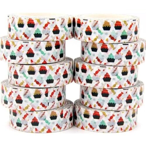 New 10pcs/set 15MM*10M Colorful Hats Candy Washi Tape stickers Scrapbooking DIY Craft Sticky Decorative Adhesive Masking Tape