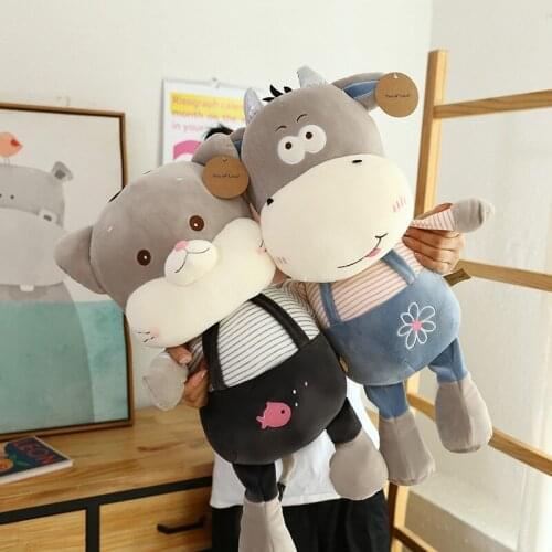 80cm New Bobby Cat Plush Toys Soft Overall Down Cotton Bobby Cattle Stuffed Animal Doll Creative gifts