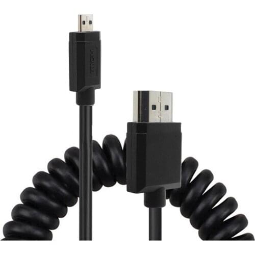 OD 3.0mm Super Soft Thin Micro HDMI-compatible & Mini HDMI-compatible stretch Spring Cable 2k 4k hd @60hz Light-weight Portable