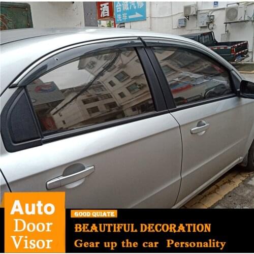 For Fit Chevrolet AVEO Window Visor Plastic Vent Shades Sun Rain Deflector Guard 4PCS/SET For 2011/13/14/16/17 AVEO Door Visor