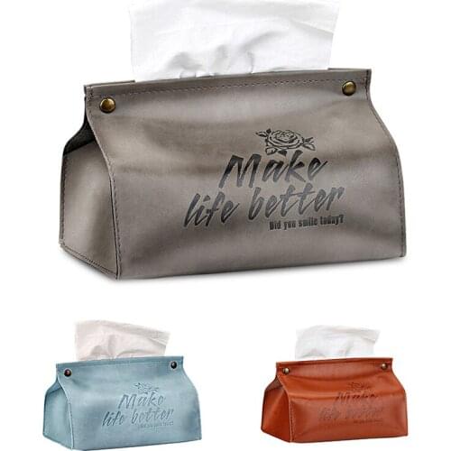 Simple Family Car Leather Tissue Case Box PU ContainerTowel Napkin Papers Boxs Holder Living Room Tissue Box Decoration