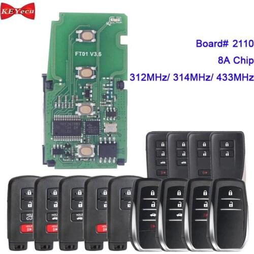 KEYECU for Toyota Highlander Land Cruiser Prius C Tacoma Smart Keyless Remote Board#2110 Lonsdor FT01-2110B 312/314MHz 433MHz 8A
