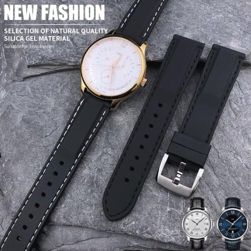 19mm 20mm 21mm 22mm Rubber Silicone Watch Band for Tissot Le Locle T063 Soft Waterproof Bracelets Strap Stainless Steel Buckle