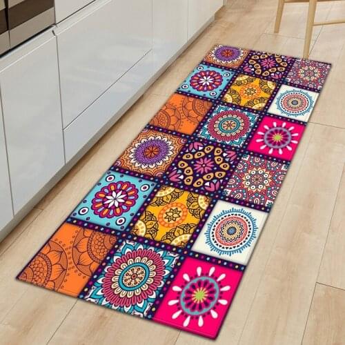 Retro Ethnic Printing Pattern Kitchen Entrance Door Mat Anti-slip Floor Rug Bohemia Floral Carpets Area Hallway Mats