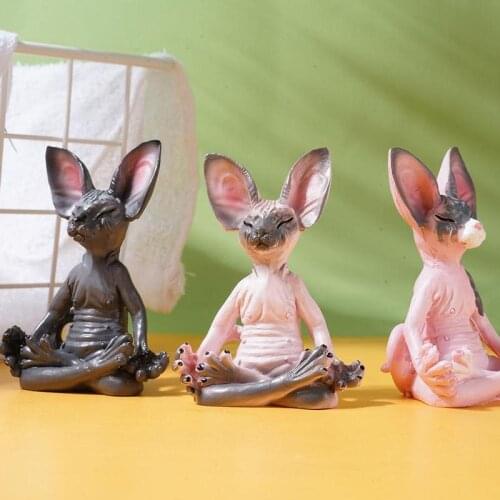 Buddha Cat Meditation Black Happy Buddha Cat Yoga Pose Cat Figurines for Interior Home Decorative Buddha Figures Art Collectible