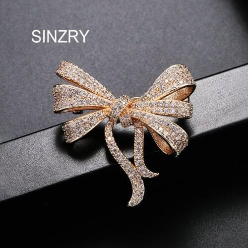 SINZRY NEW classic design cubic zirconia elegant bowknot brooches pin fashion lady jewelry accessory