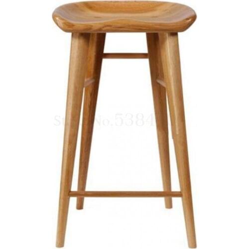 Nordic Solid Wood Bar Chair, High Foot Stool, Simple And Fashionable Dining Chair, Domestic Log Bar Stool, Leisure Bar Chair