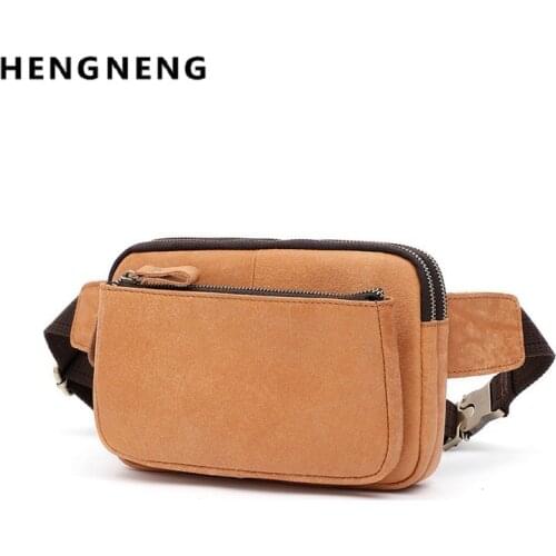 Mens Waist Bags Male Messenger Bag Genuine Leather Man Chest Bag Crossbody Shoulder Many Compartments Man Handbag Phone Purse
