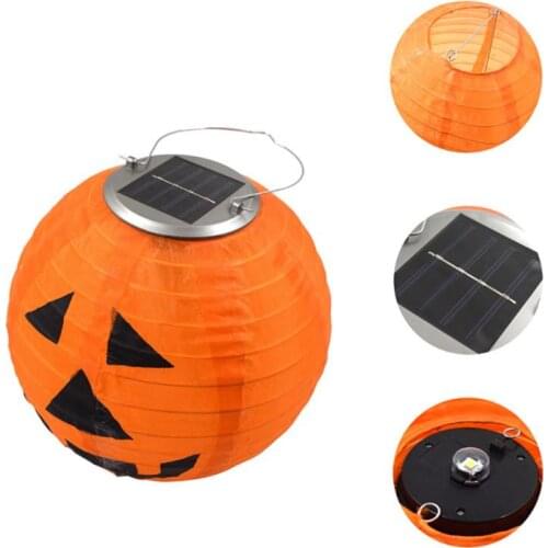 Solar Light Pumpkin Light LED Hanging Lantern Halloween Decor Props Waterproof Garden Party Supplies Hanging Ball Pendant