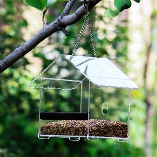 T21D Hanging Bird Feeder Acrylic Supplies Clear Glass Window Accessories House Hanging Suction Window Bird Feeders