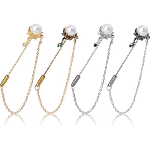 TIMEONLY Halloween Twisted Snake Brooches for Women Mujer Gold Color Metal Long Chain Animal Simulated Pearl Cardigan Brooch