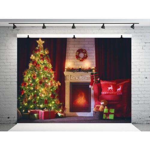 VinylBDS 10x10ft Indoor Christmas Photography Backgrounds Photography Christmas Decorations For Home Backdrops Fireplace