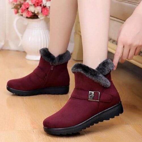 Women snow boots 2021 warm flock side zipper casual winter boots women shoes velvet ankle boots female sneakers botas feminina
