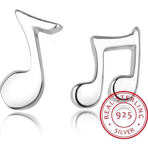925 Sterling Silver Womens Jewelry Fashion Small Music Note Stud Earrings Gift For Girls Kid Lady Women DS433