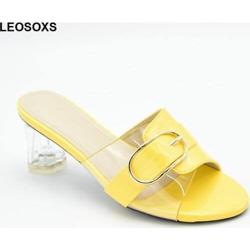 Ladies Slippers Sexy Women Shoes Sandals Open Toe Ankle Strap Buckle Shoes Transparent High Heels Sandal Summer Woman Slippers