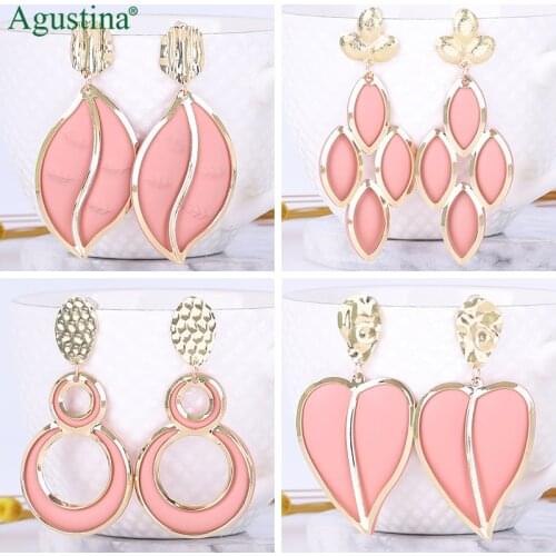 Agustina prink earrings for women dangle drop earrings fashion jewelry long earrings metal boho kpop geometry earring wholesale