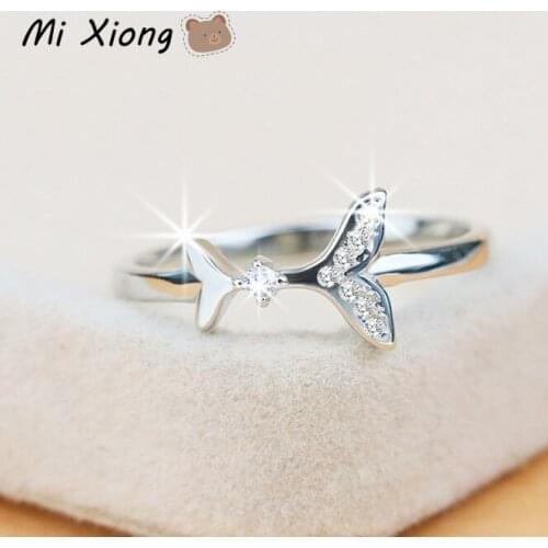 Mi Xiong Whale Tail Woman Rings 925 Sterling Silver Original Design Diamond Exquisite Elegant Charm Birthday Party Brand Jewelry