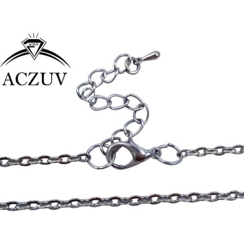 100pcs Rhodium Plated 3mm Flat Cable Metal Chain 8'' Bracelets 16'' to 32'' Necklace Chains with Lobster Clasp Extender FCC015