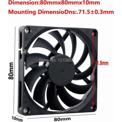 100 PCS LOT Gdstime 8010s 80mm 80x80x10mm 8cm DC 12V 2P Cooler Radiator Heatsink Fan