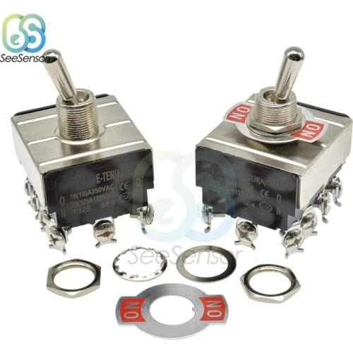 16A 250V Miniature Toggle Switch 2 Position 3 Position 12 Pin ON-ON ON-OFF-ON 12mm Waterproof Cap