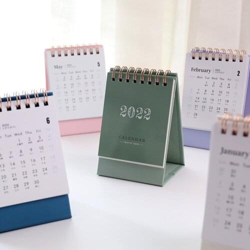 2022 Simple Solid Color Mini Desk Calendar Creative Dual Daily Scheduler Weekly Table Planner 2021.6-2022.12