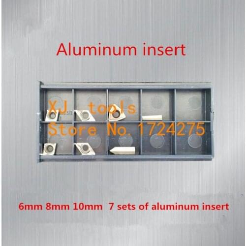 Free shipping 6mm 8mm 10mm 7pcs/set Aluminum inserts, use for indexable carbide turning tool set, for lathe cutting tool set