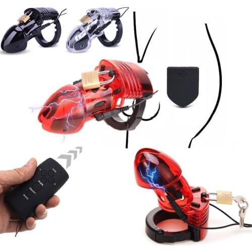 Wireless Remote Electric Shock CB6000 Cock Cage Ball Stretcher Lock Electro Shock Penis Ring Male Chastity Device BDSM Sex Toy