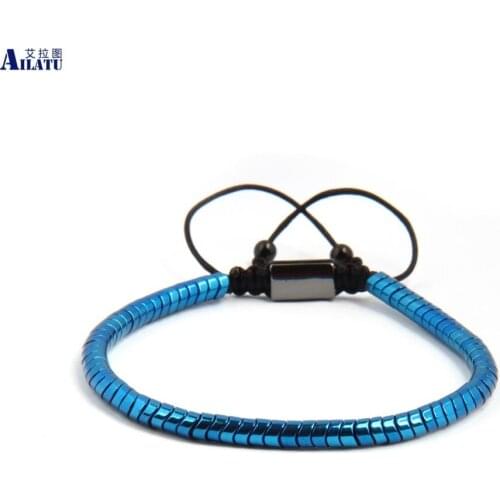 4mm New Snake Shape Hematite Stone Macrame Bracelets Couples Distance Fashion Jeweley Gift Drop Shipping Logo Words Print