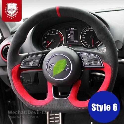 For Audi A4 Q5 A6 A5 A3 Q7 A8 hand-stitched steering wheel cover Alcantara suede Leathe Grip Cover car accessories Auto parts