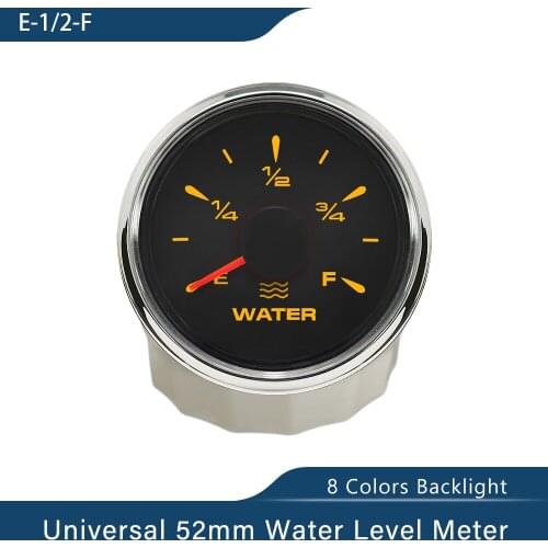 Water Level Gauge Universal 52mm Signal Adjustable 0-190ohm/240-33ohm Waterproof 8 Colors Backlights 9~32V Car Motocycle Yacht