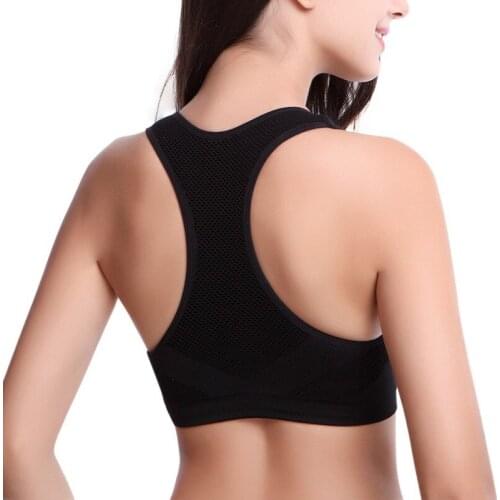 Women Professional Solid Absorb Sweat Top Sports Bra Mesh Breathable Bra Push Up Padded Running Gym Fitness Top 1pcs