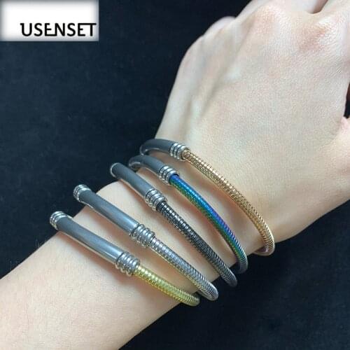 Elastic Bracelet Adjustable Stainless Steel Bangles Multi Colorful For Women Girls New Style USENSET 2020