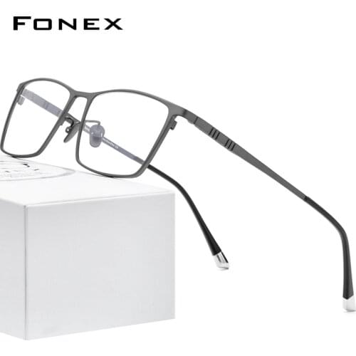 FONEX Pure Titanium Glasses Men Square Eyewear 2020 New Male Classic Full Prescription Optical Eyeglasses Frames F85641