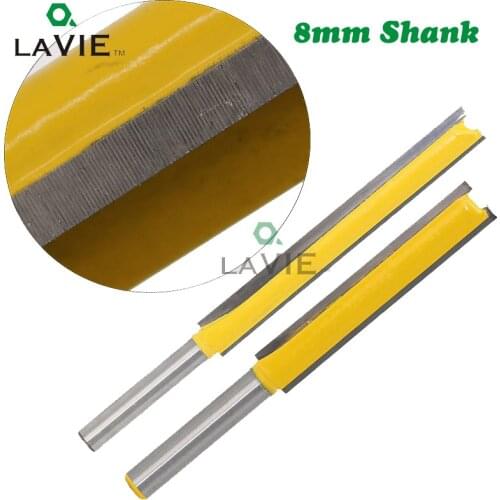 LA VIE 8mm Shank 50mm Long Straight Router Bit 3/8" Milling Cutting Diameter Edge Woodworking Trimming Cutter Knife MC02009-1