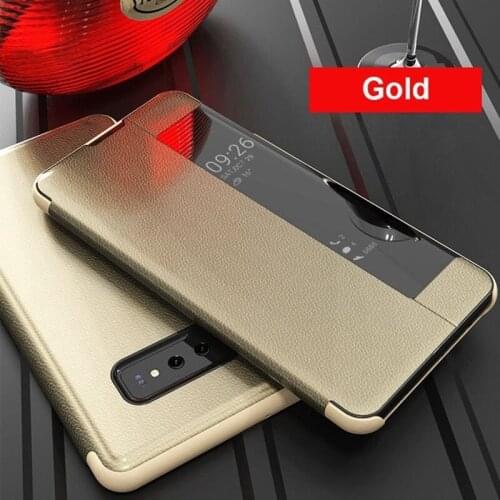 Leather Case Smart View Window Flip Cover for Samsung Galaxy S8 S9 S10 Plus S10 lite S7 Edge Note 9 8 J4 J6 A9 A7 2018 J6 Plus