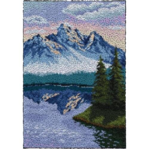 Latch Hook Kits Scenic lake DIY Carpet Rug Plush Wall Tapestry Kits Crochet Floor Mat Thick Yarn Cushion Arts & Crafts 87*61cm