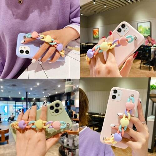 Cute Case For Huawei Huonr 7S 9S Y7 Y6 Y5 Prime PRO 2019 2018 Y6P Y8S Y5P MATE 40 30 20 20X 9 PRO Plus Love Heart Bracelet Case