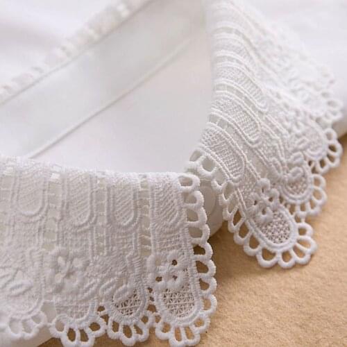 Fashion Women Solid Shirt Cotton Lace False Collars White & Black Blouse Vintage Detachable Adjust Clothes Accessories 2XPC