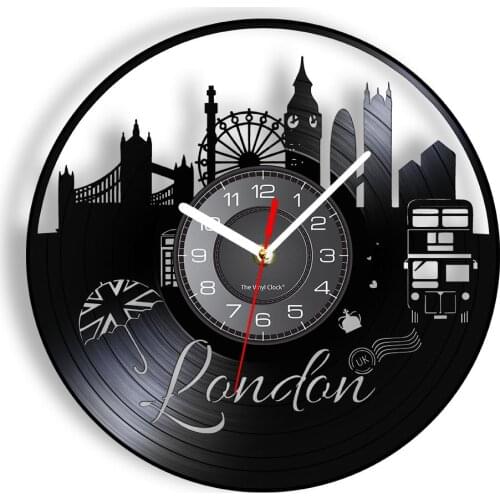 England London Big Ben Tower Bridge Modern Wall Clock UK Architecture Landscape Vinyl Record Home Decor View Craft Hanging Watch