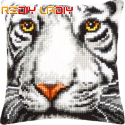 REDIY LADIY Cross Stitch Cushion Cover Cartoon Bear Chunky Cross-Stitch Kits Sofa Car Seat Pillows Home Decorative Pillow Case
