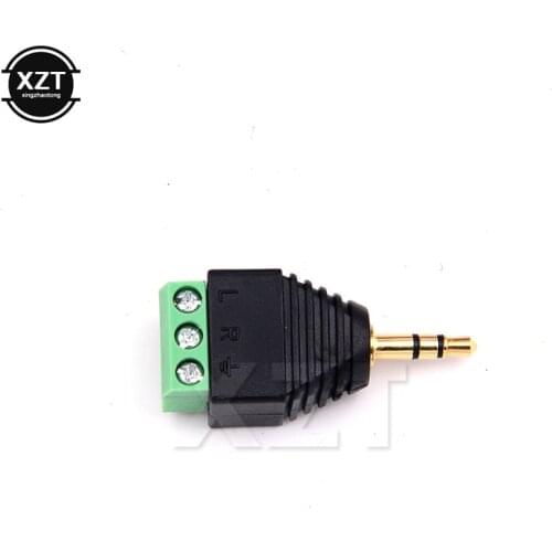 Newest Video AV Balun 3.5mm 1/8"stereo male to AV Screw Terminal Stereo jack 3.5 mm male 3 pin Terminal Block Plug connector