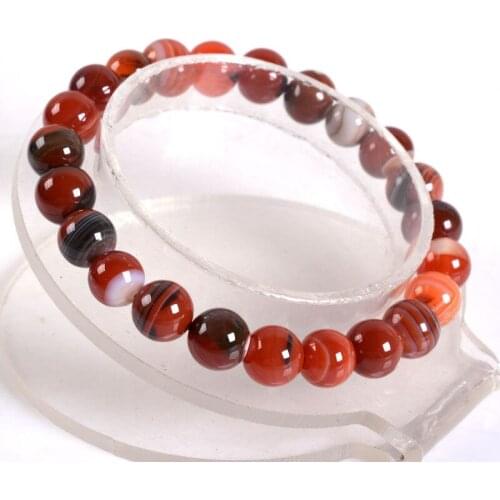 New 10mm beautiful Brazil Natural red agate Round Beads bracelet 7.5 "AAA