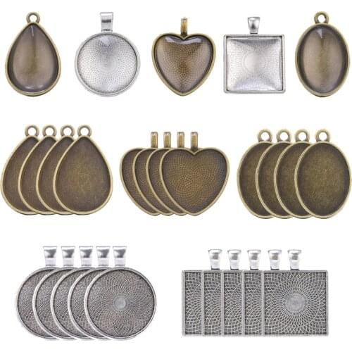 50pcs/set Pendant Cabochon Base DIY Jewelry Making Crafts Accessories For Necklace 25mm Cameo Tray Bezel Blank Jewelry Findings