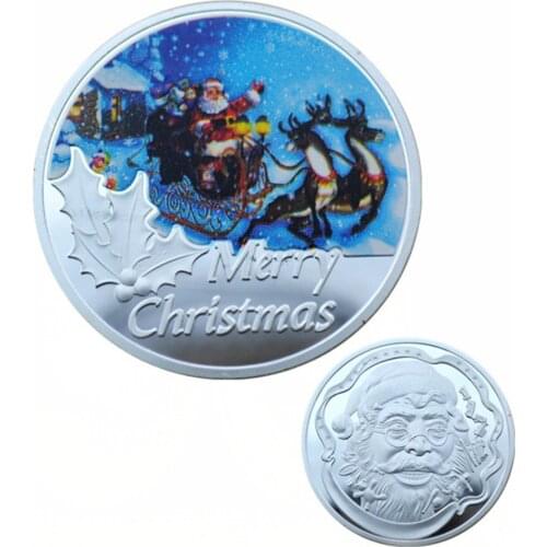 Merry Christmas Color Commemorative Coins Santa Commemorative Medal Christmas Eve Commemorative Silver Coin