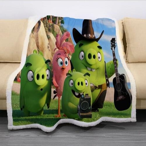 Cute Birds Angry Birdie Plush Blanket Throw for Sofa Bed Cover Single Twin Bedding Baby Boys Girls Children Gift