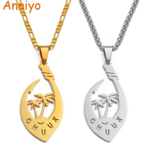 Anniyo Coconut Tree Micronesia Chuuk Pendant and Necklaces Women Men Silver Color/Gold Color Jewelry Ethnic Accessories #127221