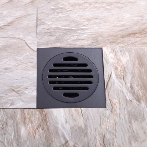 All brass black floor drain 100*100mm floor drain bathroom toilet shower room drainer Large flow drainage Top quality