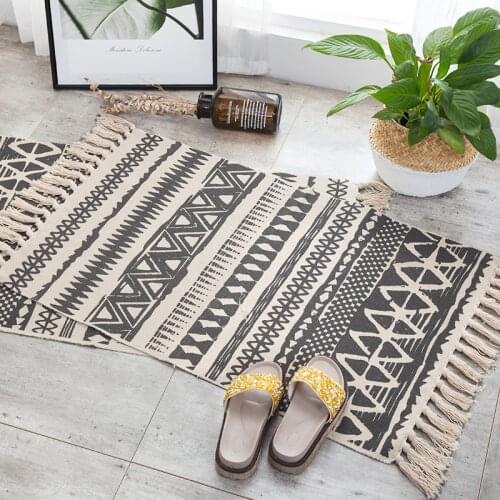 Home Rug Hand Made Rectangle Tassel Knitted cotton carpet 60x90CM